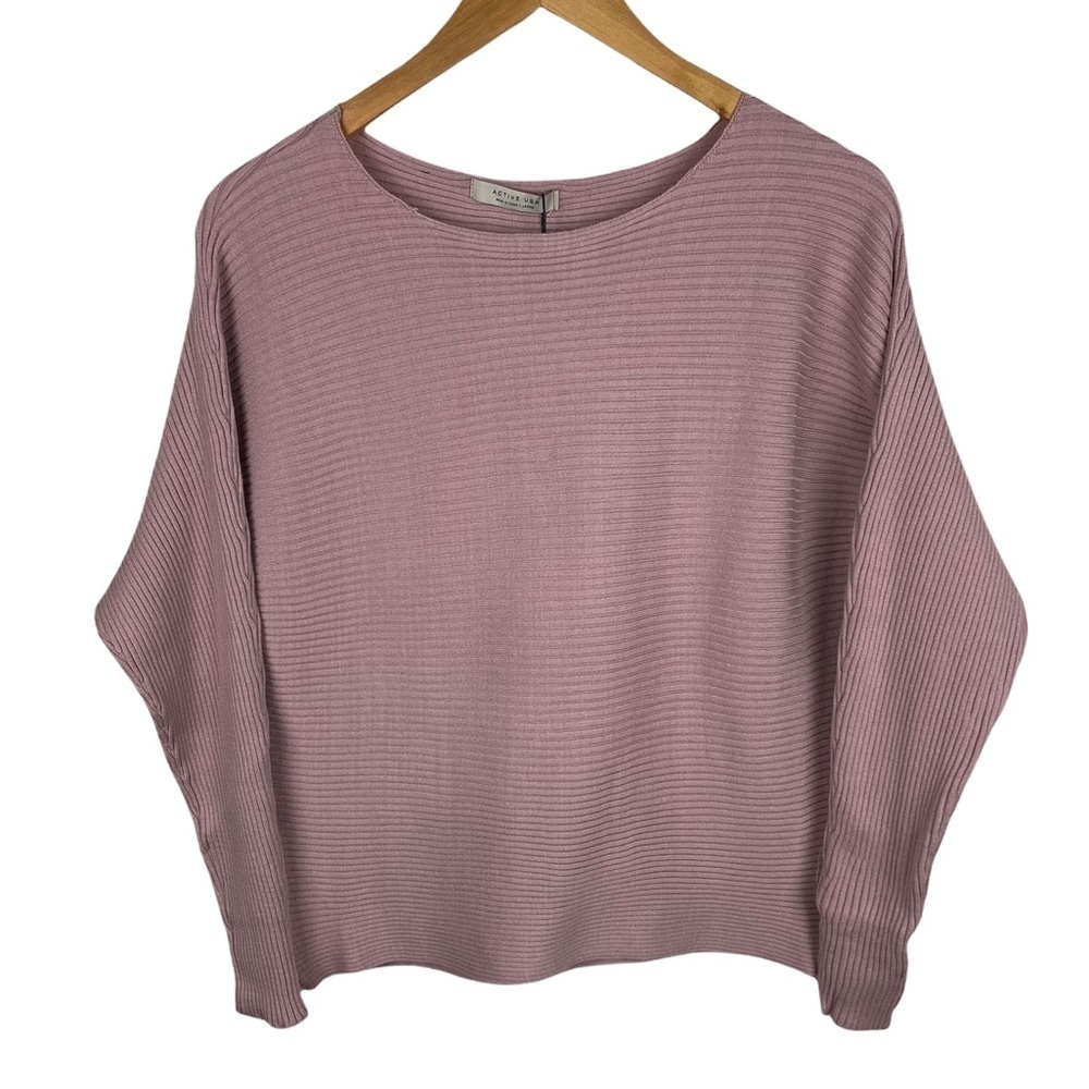 Active Usa Pink Ribbed Sweater Top